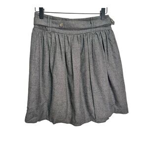 Robert Rodriguez Grey Wool Mini Skirt Attached Belt Size 2